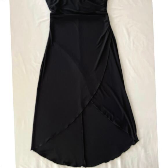 Vintage Wet Seal Faux Wrap Dress Womens Size M Black Strappy Asymmetric Midi - Picture 5 of 12